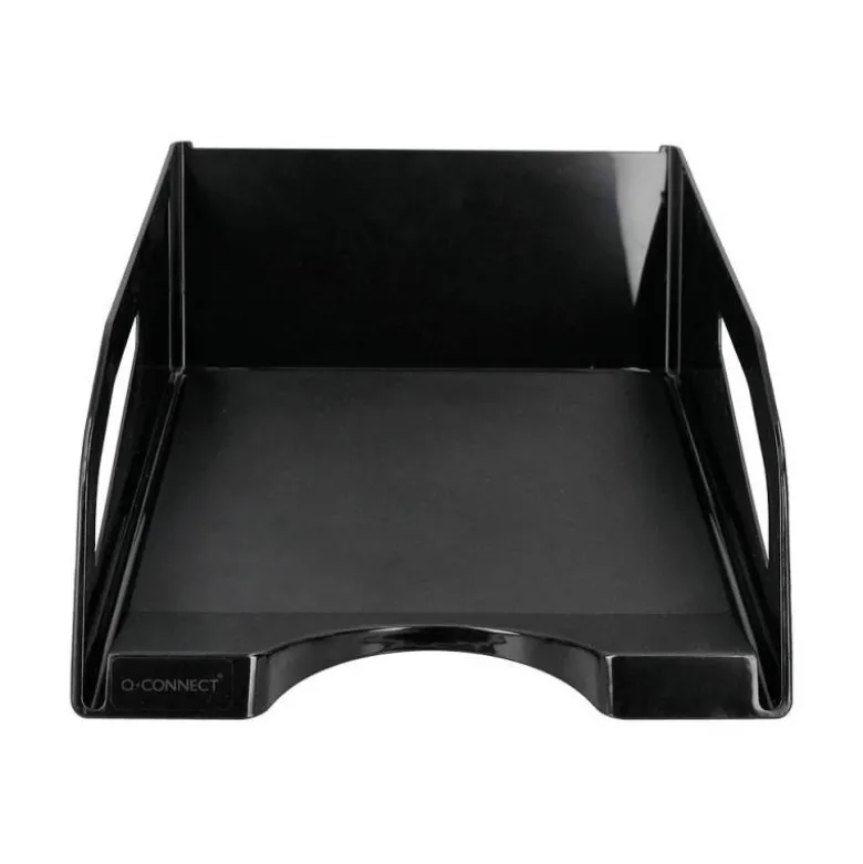 BANDEJA SOBREMESA PLASTICO Q-CONNECT GRAN CAPACIDAD CON ASA NEGRO OPACO 386X270X115MM