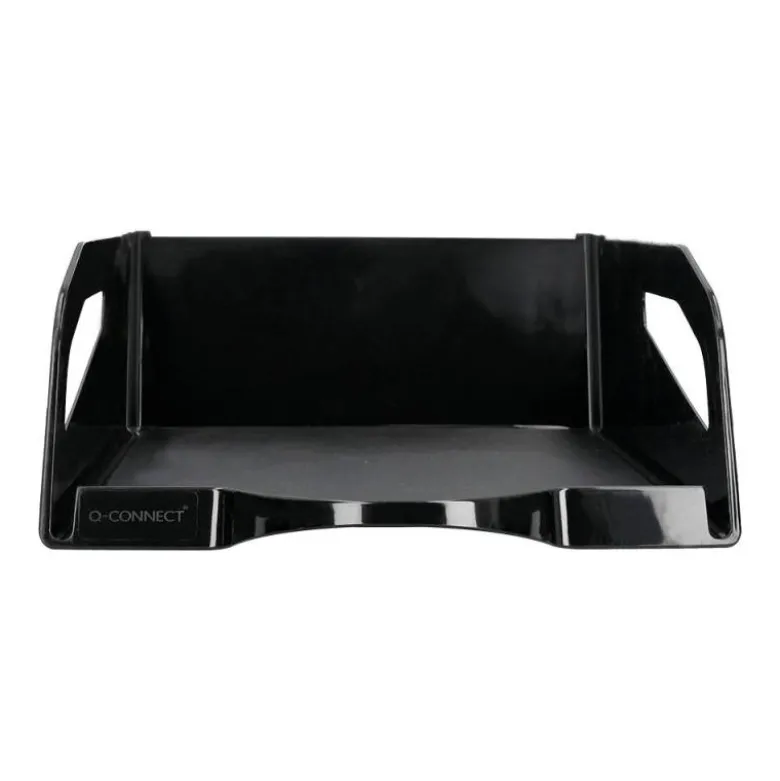BANDEJA SOBREMESA PLASTICO Q-CONNECT GRAN CAPACIDAD CON ASA NEGRO OPACO 386X270X115MM