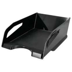 BANDEJA SOBREMESA PLASTICO Q-CONNECT GRAN CAPACIDAD CON ASA NEGRO OPACO 386X270X115MM