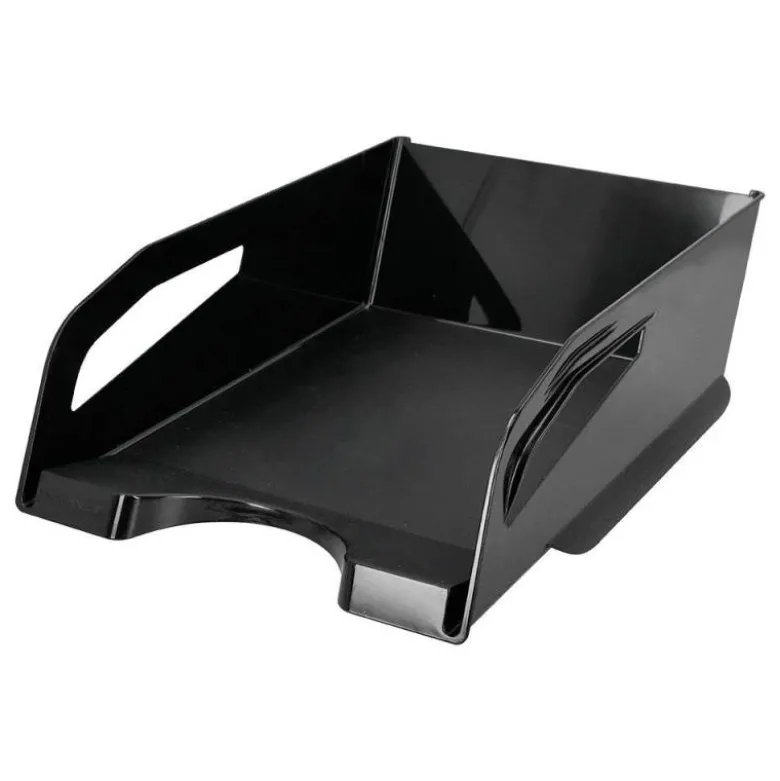 BANDEJA SOBREMESA PLASTICO Q-CONNECT GRAN CAPACIDAD CON ASA NEGRO OPACO 386X270X115MM