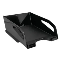 BANDEJA SOBREMESA PLASTICO Q-CONNECT GRAN CAPACIDAD CON ASA NEGRO OPACO 386X270X115MM