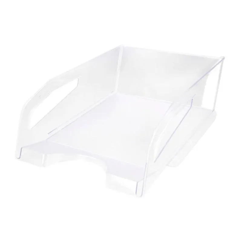 BANDEJA SOBREMESA PLASTICO Q-CONNECT GRAN CAPACIDAD CON ASA TRANSPARENTE 386X270X115MM