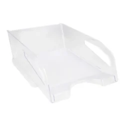 BANDEJA SOBREMESA PLASTICO Q-CONNECT GRAN CAPACIDAD CON ASA TRANSPARENTE 386X270X115MM