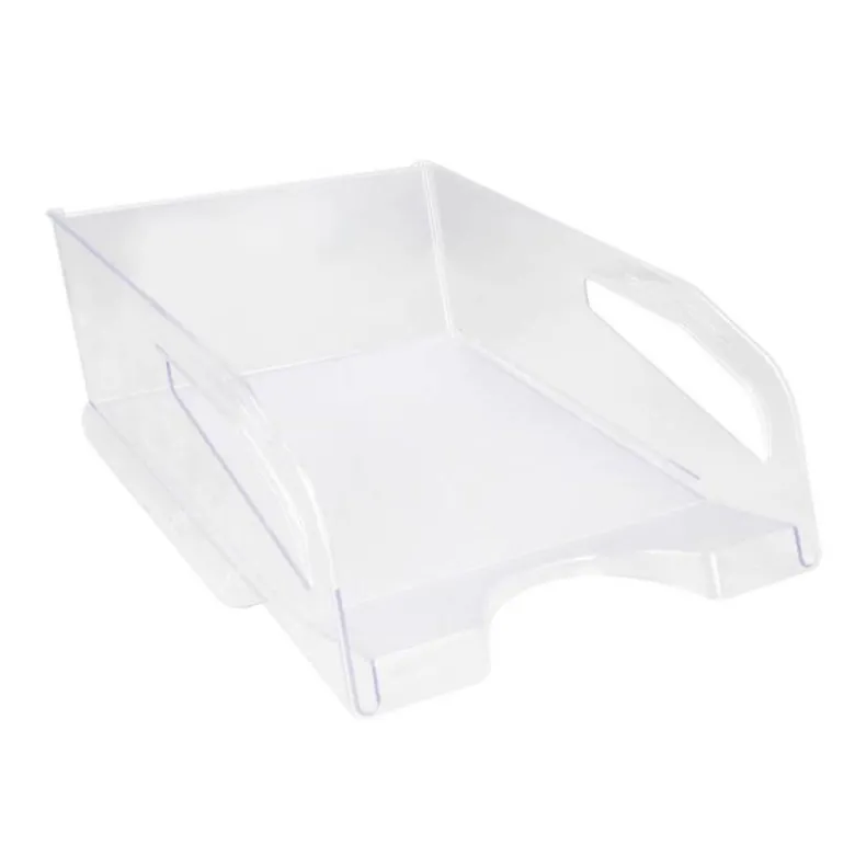 BANDEJA SOBREMESA PLASTICO Q-CONNECT GRAN CAPACIDAD CON ASA TRANSPARENTE 386X270X115MM