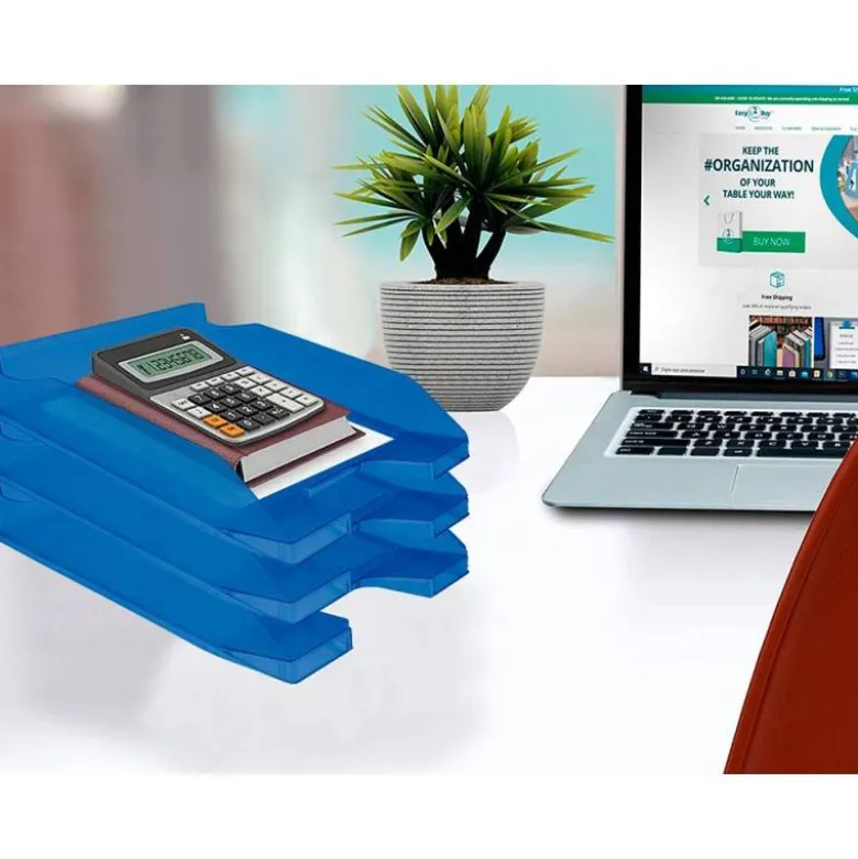 Bandeja sobremesa plastico q-connect color azul transparente 240x70x340 mm