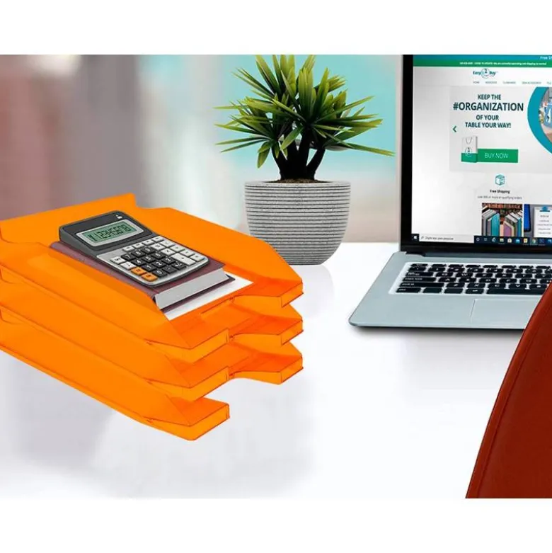 Bandeja sobremesa plastico q-connect color naranja transparente240x70x340 mm