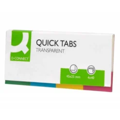 Banderitas separadoras q-connect 25x45 mm transparentes y color pack de 4 con 40 hojas por color