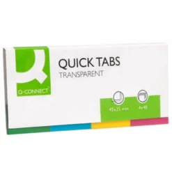 Banderitas separadoras q-connect 25x45 mm transparentes y color pack de 4 con 40 hojas por color