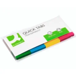 Banderitas separadoras q-connect 25x45 mm transparentes y color pack de 4 con 40 hojas por color