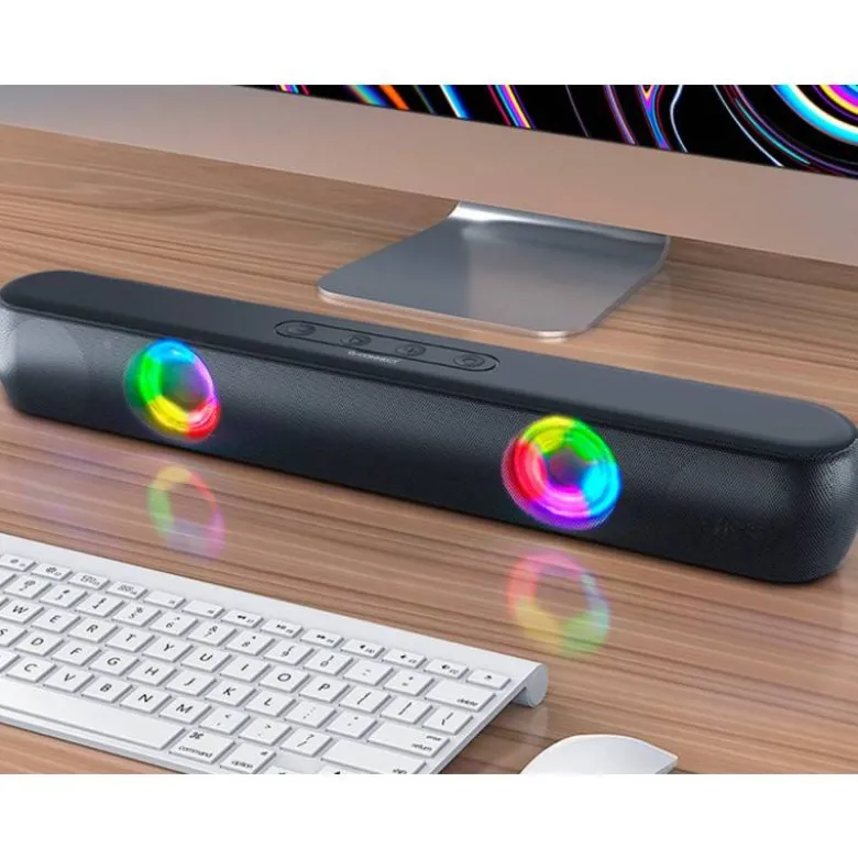BARRA DE SONIDO Q-CONNECT BLUETOOTH CON ILUMINACION LED Y CONTROL DE VOLUMEN COLOR NEGRO