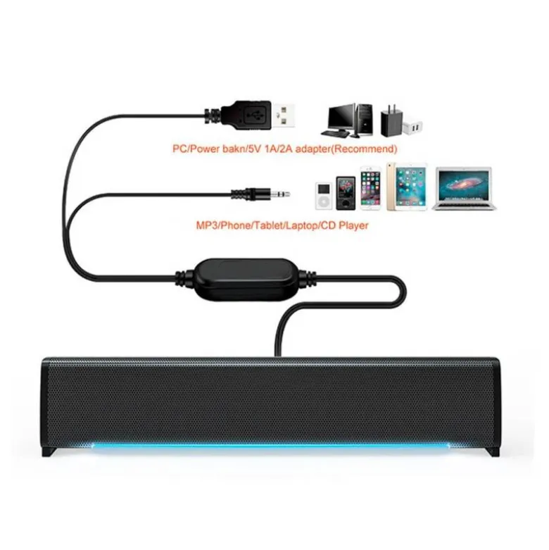 BARRA DE SONIDO Q-CONNECT PARA PC CON ILUMINACIÓN LED COLOR NEGRO