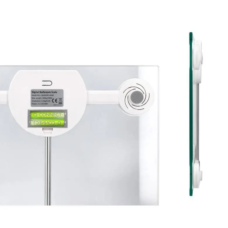 BASCULA BAÑO Q-CONNECT DIGITAL CON PANTALLA LCD PRECISION 100 GR CAPACIDAD DE 5 KG A 180 KG 300X300X22MM
