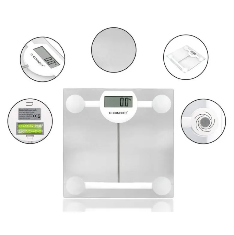 BASCULA BAÑO Q-CONNECT DIGITAL CON PANTALLA LCD PRECISION 100 GR CAPACIDAD DE 5 KG A 180 KG 300X300X22MM