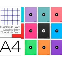 Bloc Antartik A4 Cuadrícula tapa Forrada 120 hojas 100g/m2 Colores Surtidos 5 bandas color