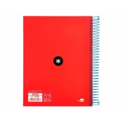 Bloc Antartik A5 Cuadrícula tapa Forrada 120 hojas 100g/m2 Rojo 5 bandas de color