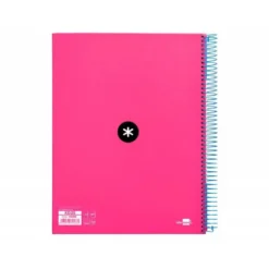 Bloc Antartik A4 Cuadrícula tapa Forrada 120 hojas 100g/m2 Rosa 5 bandas color
