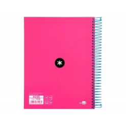Bloc Antartik A5 Cuadrícula tapa Forrada 120 hojas 100g/m2 Rosa 5 bandas color