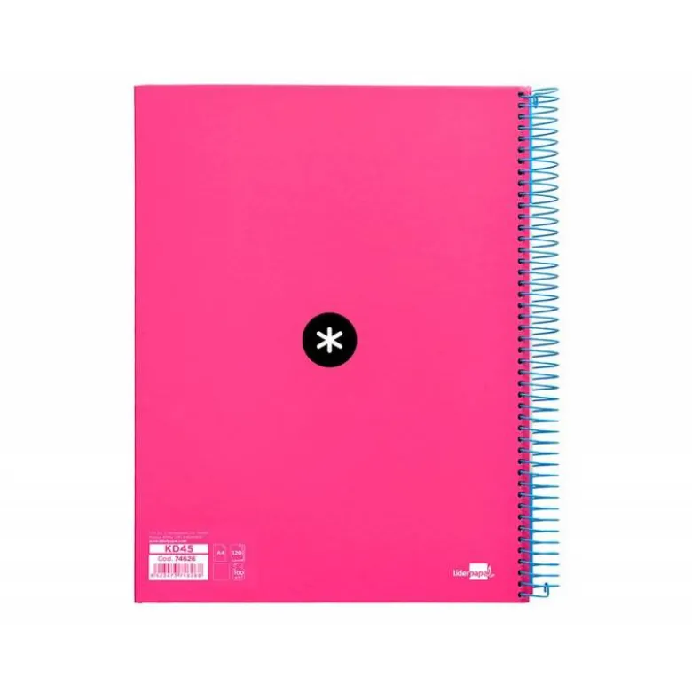 Bloc Antartik A4 Liso tapa Forrada 120 hojas 100g/m2 Rosa Flúor 5 bandas color