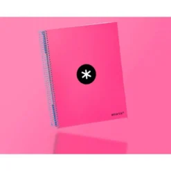 Bloc Antartik A4 Liso tapa Forrada 120 hojas 100g/m2 Rosa Flúor 5 bandas color