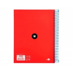 Bloc Antartik A5 Rayado Horizontal tapa Forrada 120 hojas 100g/m2 Rojo 5 bandas color