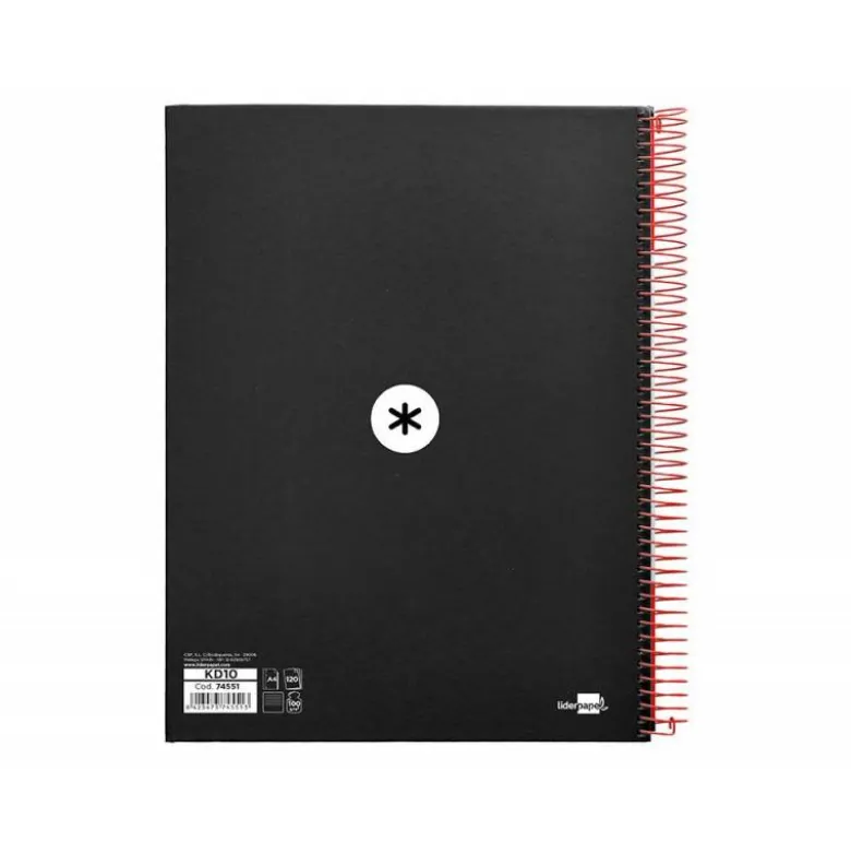 Bloc Antartik A4 Rayado Horizontal tapa Forrada 120 hojas 100g/m2 color Negro 5 bandas de color