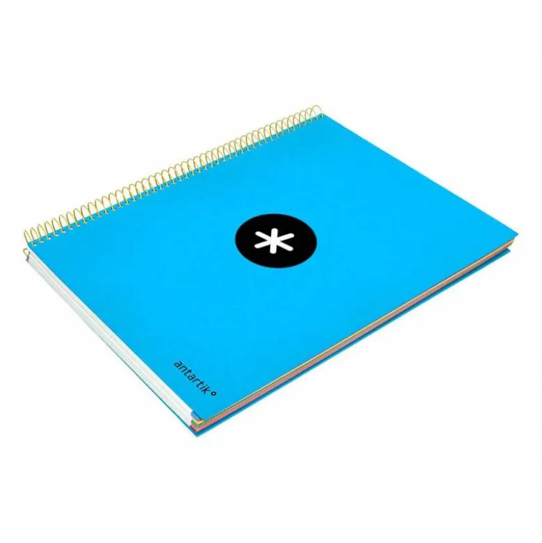 Bloc Antartik A4 Rayado Horizontal tapa Forrada 120 hojas 100g/m2 Azul 5 bandas de color