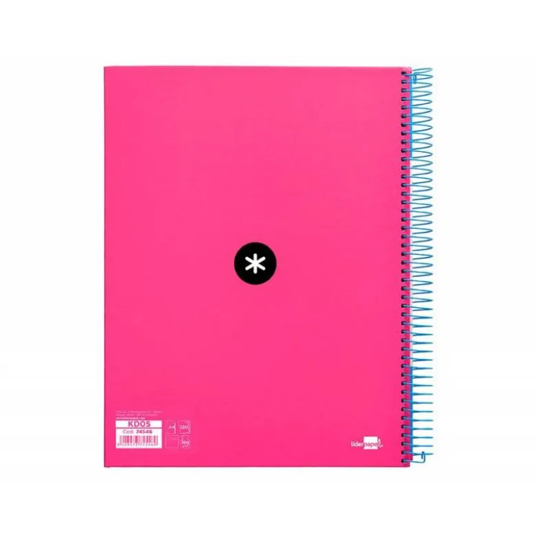 Bloc Antartik A4 Rayado Horizontal tapa Forrada 120 hojas 100g/m2 Rosa 5 bandas de color