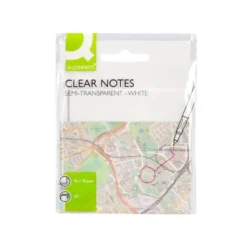 BLOC DE NOTAS ADHESIVAS QUITA Y PON Q-CONNECT 76X76 MM REMOVIBLE PLASTICO TRANSLUCIDO BLANCO CON 50