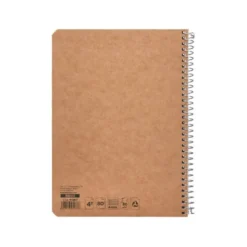 BLOC ESPIRAL LIDERPAPEL CUARTO ECOUSE CUADRICULA COLOR KRAFT 80 HOJAS