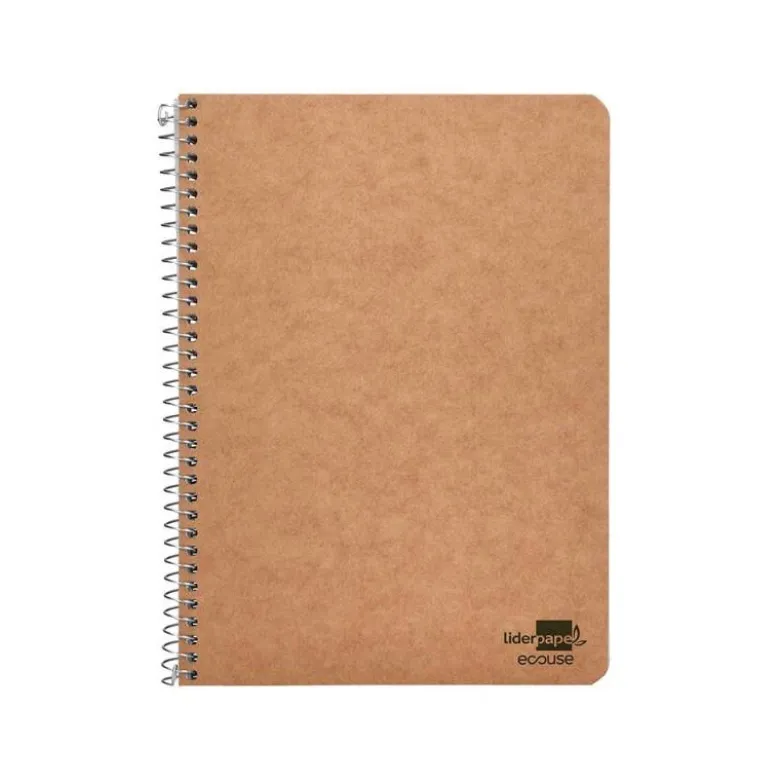 BLOC ESPIRAL LIDERPAPEL CUARTO ECOUSE CUADRICULA COLOR KRAFT 80 HOJAS