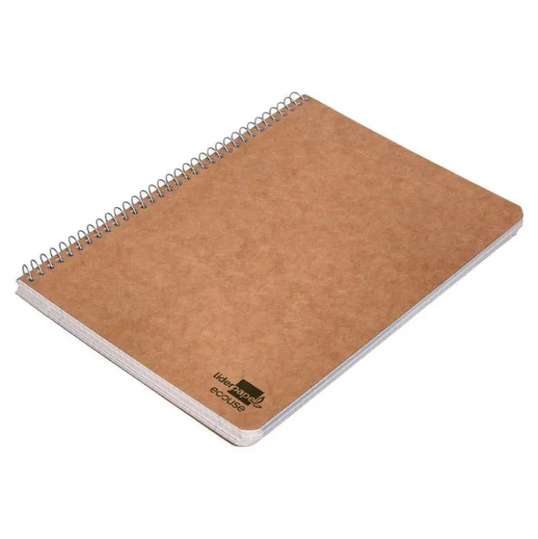 BLOC ESPIRAL LIDERPAPEL CUARTO ECOUSE CUADRICULA COLOR KRAFT 80 HOJAS