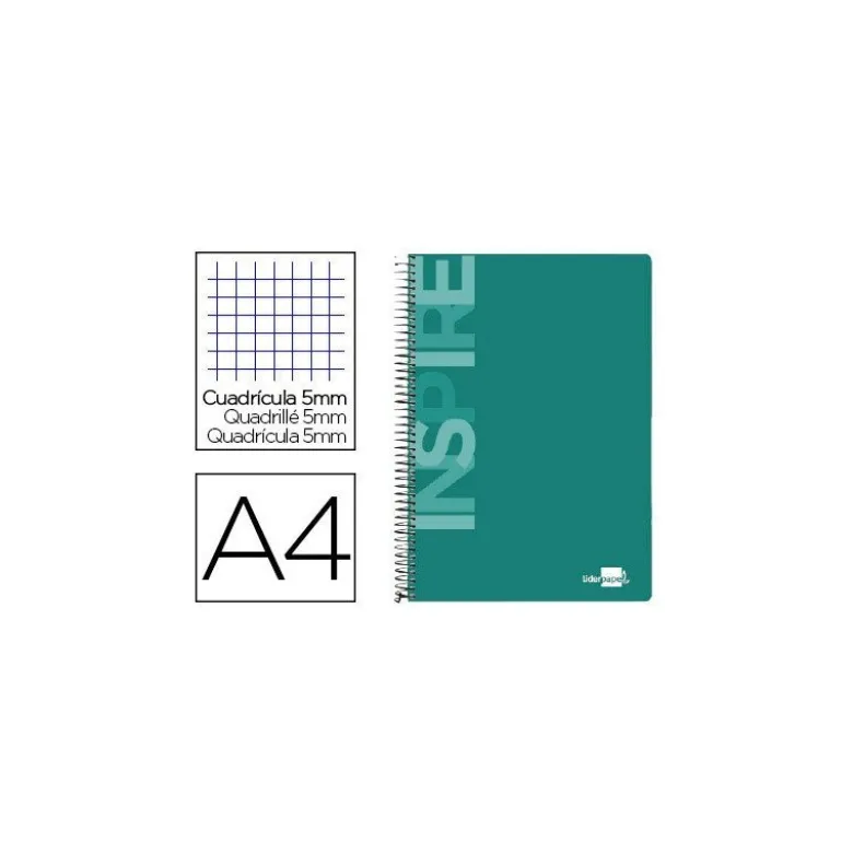 Bloc Espiral Liderpapel DIN A4 Inspire 160 hojas Tapa Extradura Verde