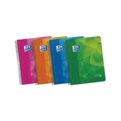 BLOC ESPIRAL OXFORD TAPA PLASTICO OPTIK PAPER MICROPERFDIN A4 120 H CUADROS 5 MM CON 3 SEPARADORES COLORES SURTIDOS
