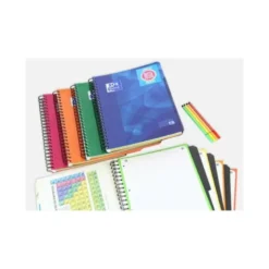 BLOC ESPIRAL OXFORD TAPA PLASTICO OPTIK PAPER MICROPERFDIN A4 120 H CUADROS 5 MM CON 3 SEPARADORES COLORES SURTIDOS