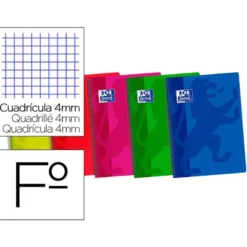 BLOC ESPIRAL OXFORD TAPA PLASTICO OPTIK PAPER FOLIO 80 HOJAS 90 GR CUADROS 4 MM COLORES SURTIDOS " NO SE PUEDEN ELEGIR"