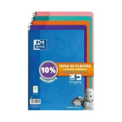 BLOC ESPIRAL OXFORD TAPA PLASTICO OPTIK PAPER FOLIO 80 HOJAS 90 GR CUADROS 4 MM COLORES SURTIDOS 