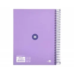 Bloc Antartik A5 Cuadricula 5mm tapa dura 120 hojas 100g/m2 lila lavanda 5 bandas color