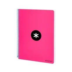 Bloc Antartik DIN A4 microperforado Cuadrícula tapa Dura 80 hojas 100g/m2 Rosa Flúor con margen