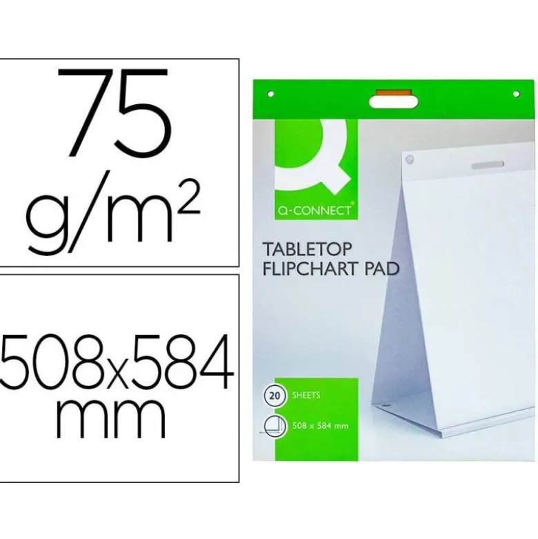 BLOC CONGRESO Q-CONNECT LISO AUTOADHESIVO SOBREMESA 508X584 MM 20 HOJAS PAPEL BLANCO DE 75G/M2 FSC