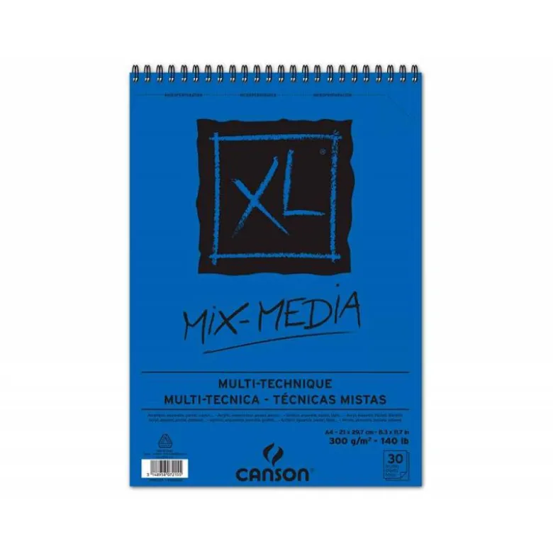 Bloc de Dibujo Acuarela Canson XL DIN A4 30 hojas 300 gr Microperforado Espiral Grano Medio