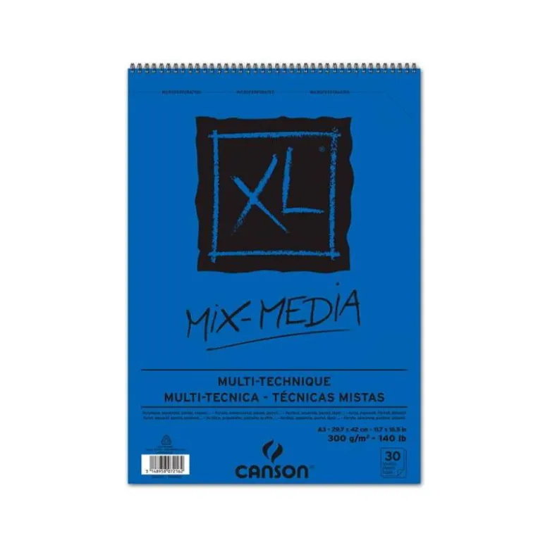 Bloc de Dibujo Acuarela Canson XL DIN A3 30 hojas 300 gr Microperforado Espiral Grano Medio