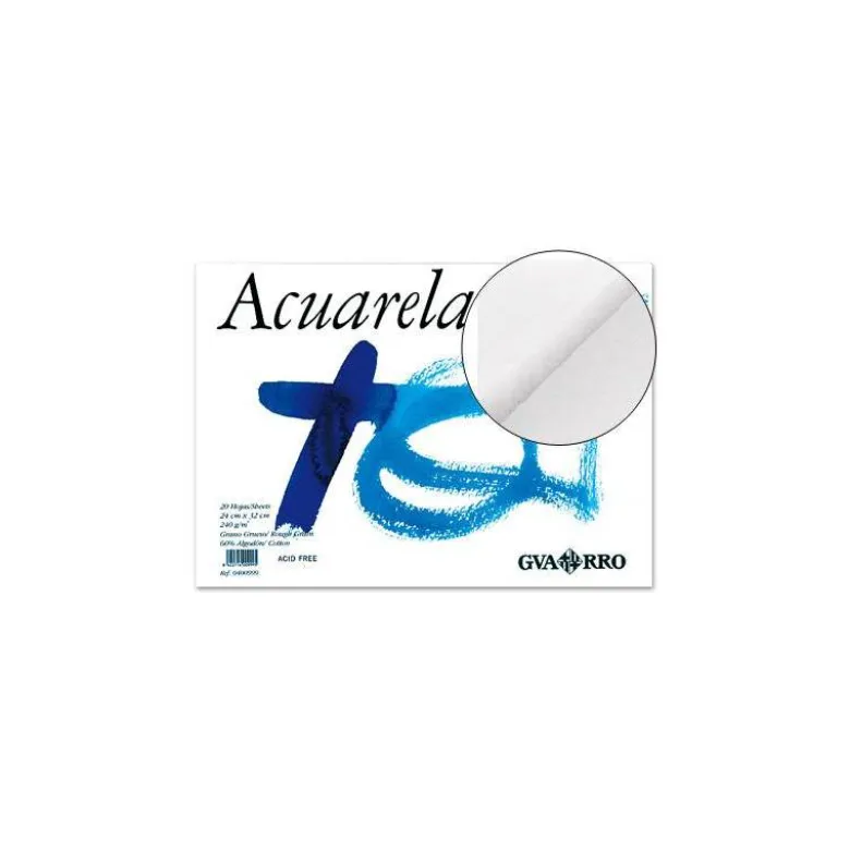 Bloc de dibujo Acuarela encolado Guarro Din A3 20 hojas 108 gr