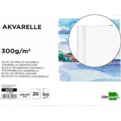 Bloc de dibujo acuarela encolado Liderpapel DIN A3 20 hojas 300 gr
