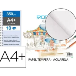 BLOC DE DIBUJO ACUARELA SADIPAL FABRIANO DIN A4+ 10 HOJAS 350 GR ENCOLADO GRANO SUAVE