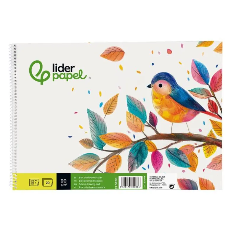 Bloc de dibujo Liderpapel Cuarto 20 hojas 90 gr