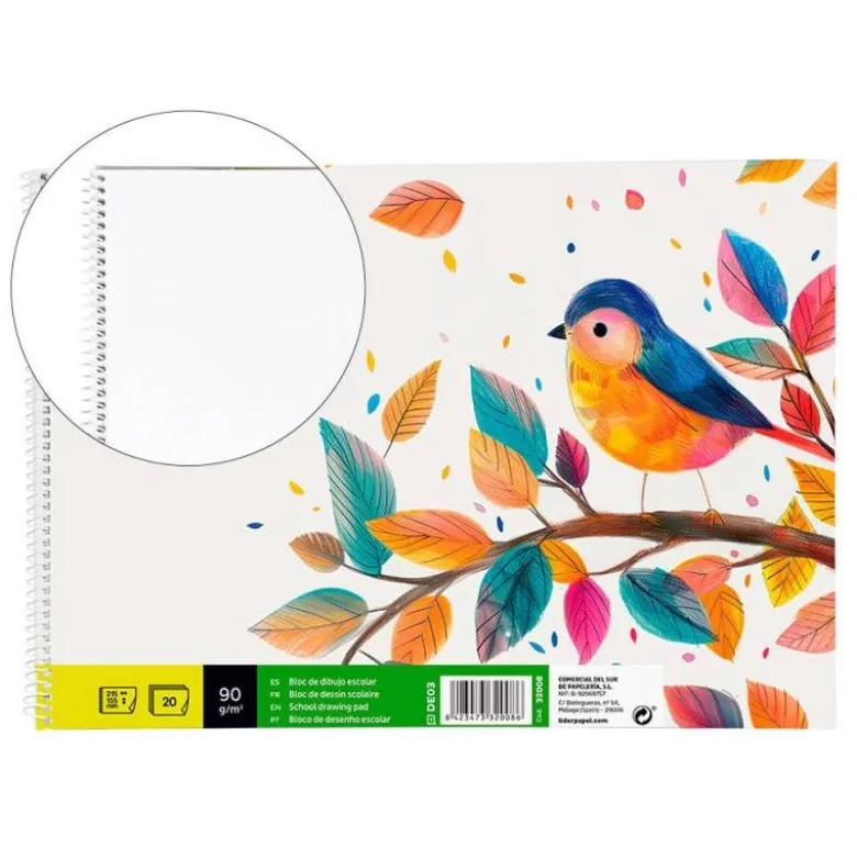 Bloc de dibujo Liderpapel Cuarto 20 hojas 90 gr