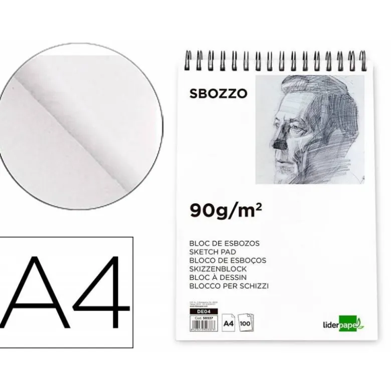 Bloc de dibujo Liderpapel esbozos 210x297mm 100 hojas 90 gr