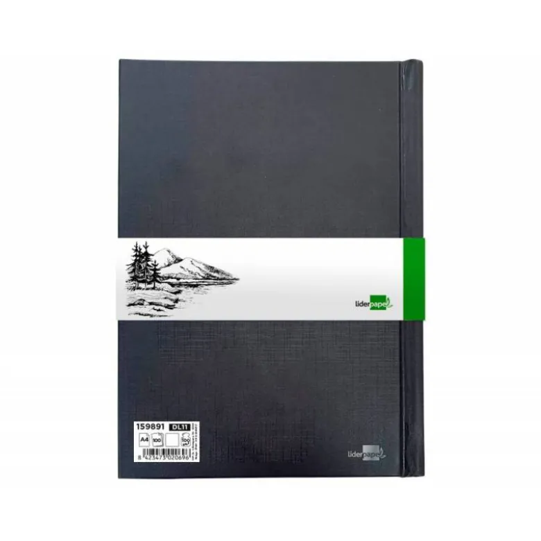 BLOC DE DIBUJO LIDERPAPEL ESBOZOS DIN A4 100 HOJAS 100 GR COLOR NEGRO