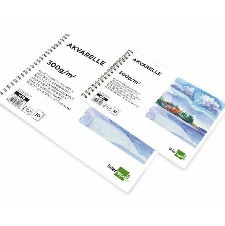 Bloc de dibujo Liderpapel espiral acuarela Din A3 10 hojas 300 gr