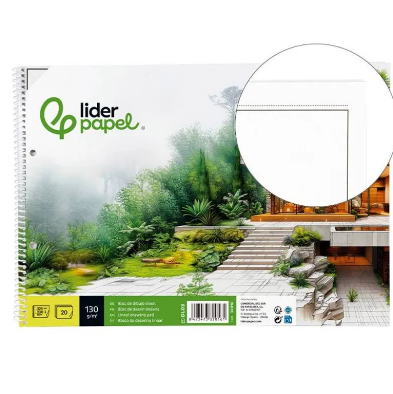 Bloc de dibujo Liderpapel Folio 20 hojas 130 gr